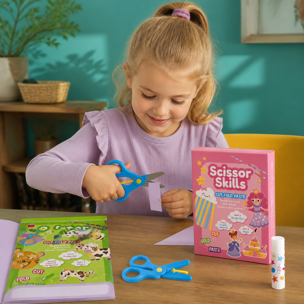 Kids Scissor Skills Activity Book – Safe Cutting Practice with Safety Scissors