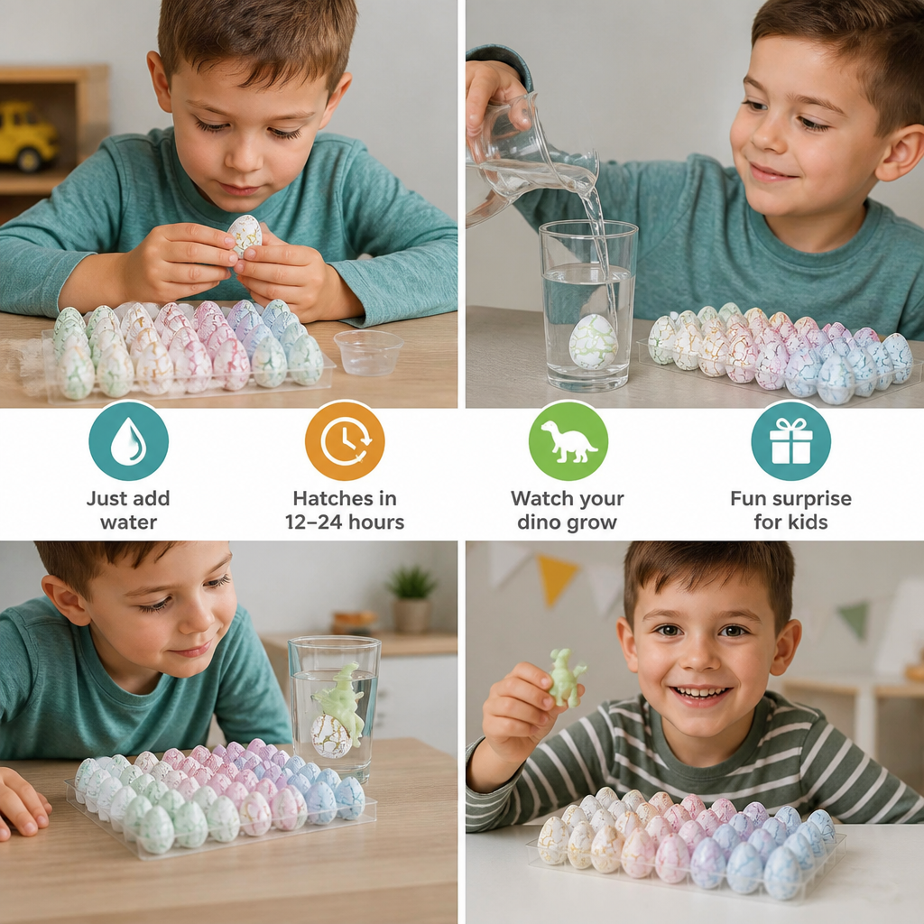 Hatching Dinosaur Egg Kit – Grow-in-Water Dino Eggs with Surprise Toys