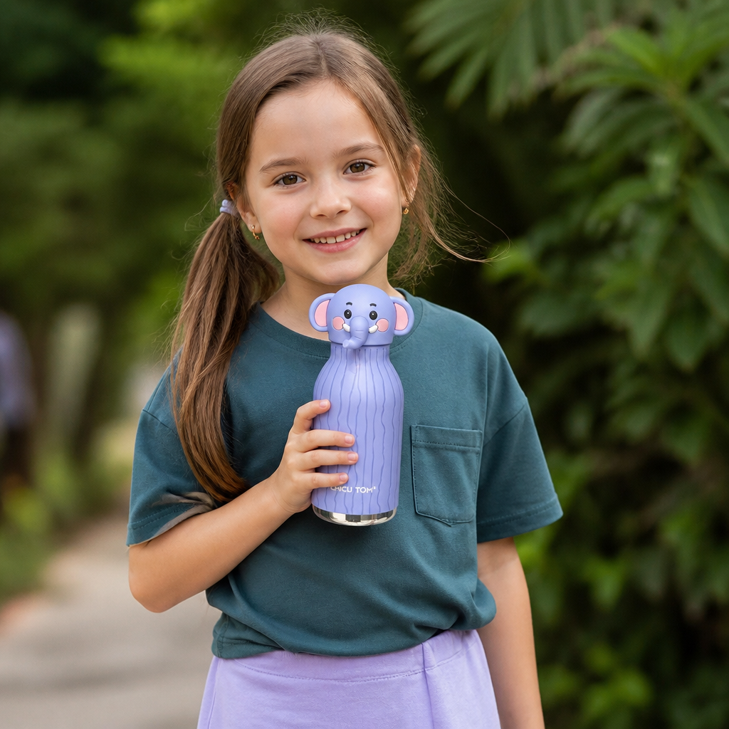 Cute Cartoon Animal Insulated Stainless Steel Straw Cup – 480ml