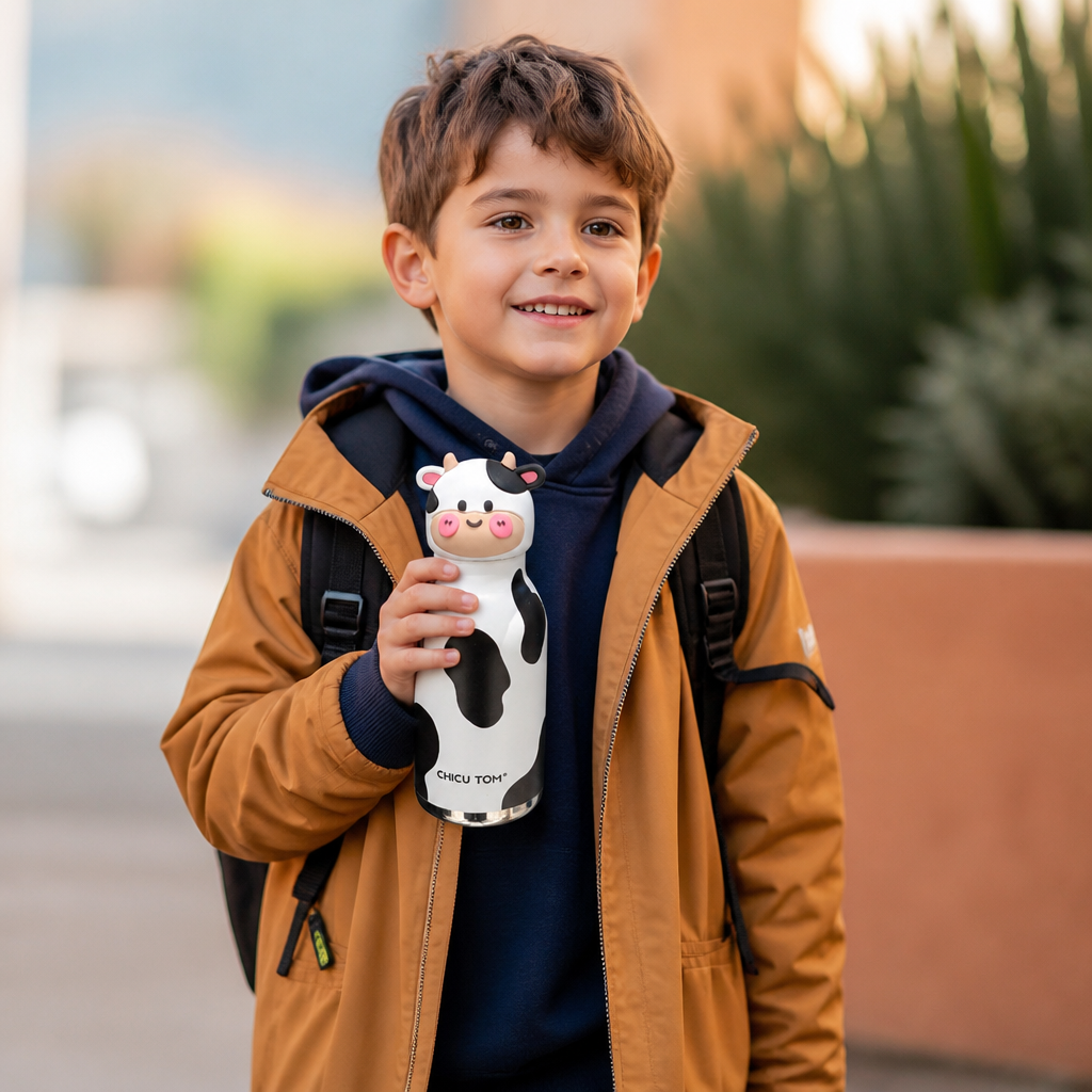 Cute Cartoon Animal Insulated Stainless Steel Straw Cup – 480ml