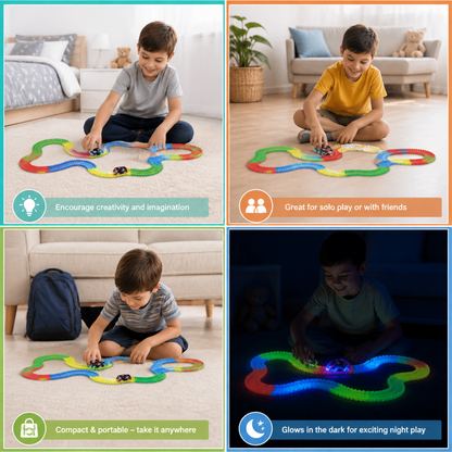 Glow-in-the-Dark Flexible Sand Race Track Set for Kids