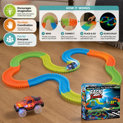 Glow-in-the-Dark Flexible Sand Race Track Set for Kids