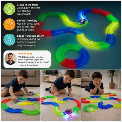 Glow-in-the-Dark Flexible Sand Race Track Set for Kids