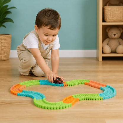 Glow-in-the-Dark Flexible Sand Race Track Set for Kids