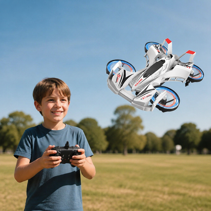 2-in-1 Remote Control Flying Drone & Stunt Racing Car