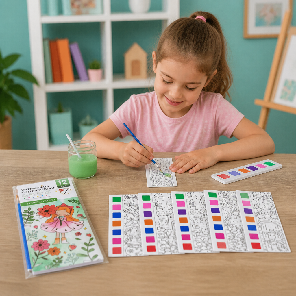 All-in-One Watercolour Painting Book with Built-In Paint & Brush
