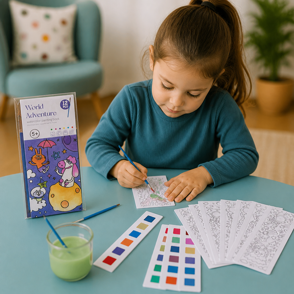 All-in-One Watercolour Painting Book with Built-In Paint & Brush