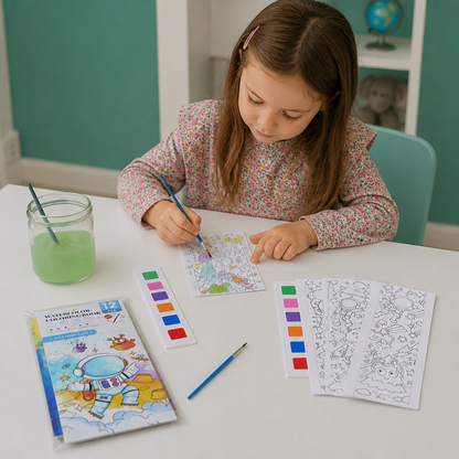 All-in-One Watercolour Painting Book with Built-In Paint & Brush