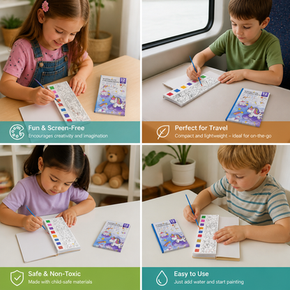 All-in-One Watercolour Painting Book with Built-In Paint & Brush