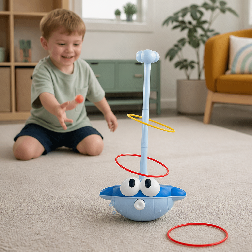 3-in-1 Educational Activity Game – Ring Toss, Basketball & Sticky Ball