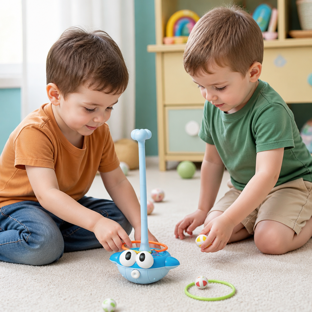 3-in-1 Educational Activity Game – Ring Toss, Basketball & Sticky Ball