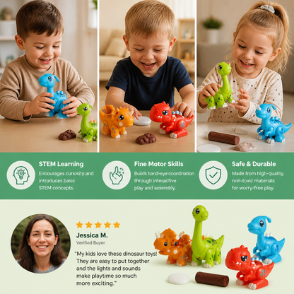 Easy-Assembly STEM Learning Dinosaur Toy with Lights & Sounds