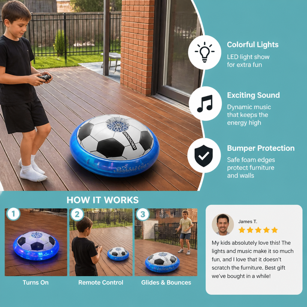 Remote Control Soccer Bubble Ball with Lights & Music
