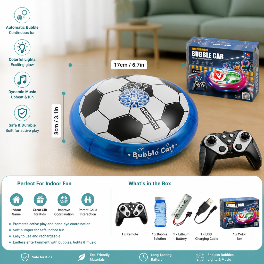 Remote Control Soccer Bubble Ball with Lights & Music