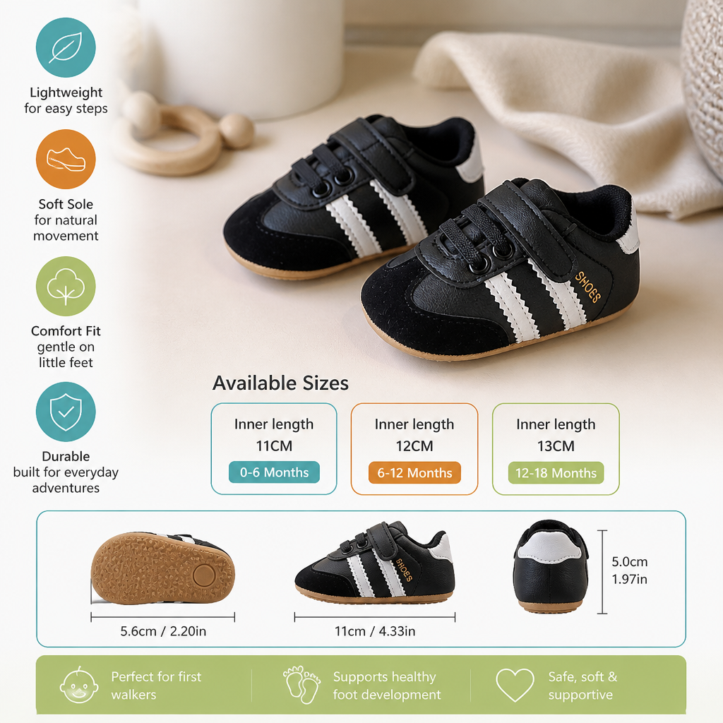 Classic Retro Baby Sneakers – Soft Sole First Walking Shoes