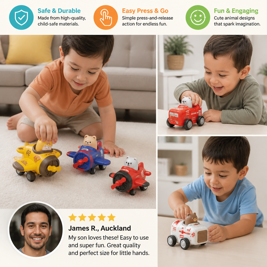 Press & Go Animal Airplane & Truck Toy for Kids