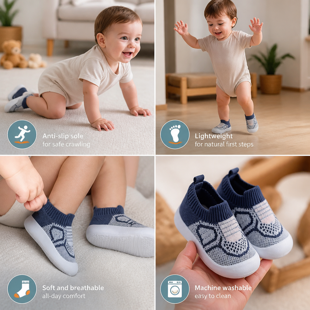 Soft Knit Anti-Slip Baby Sock Shoes for First Steps