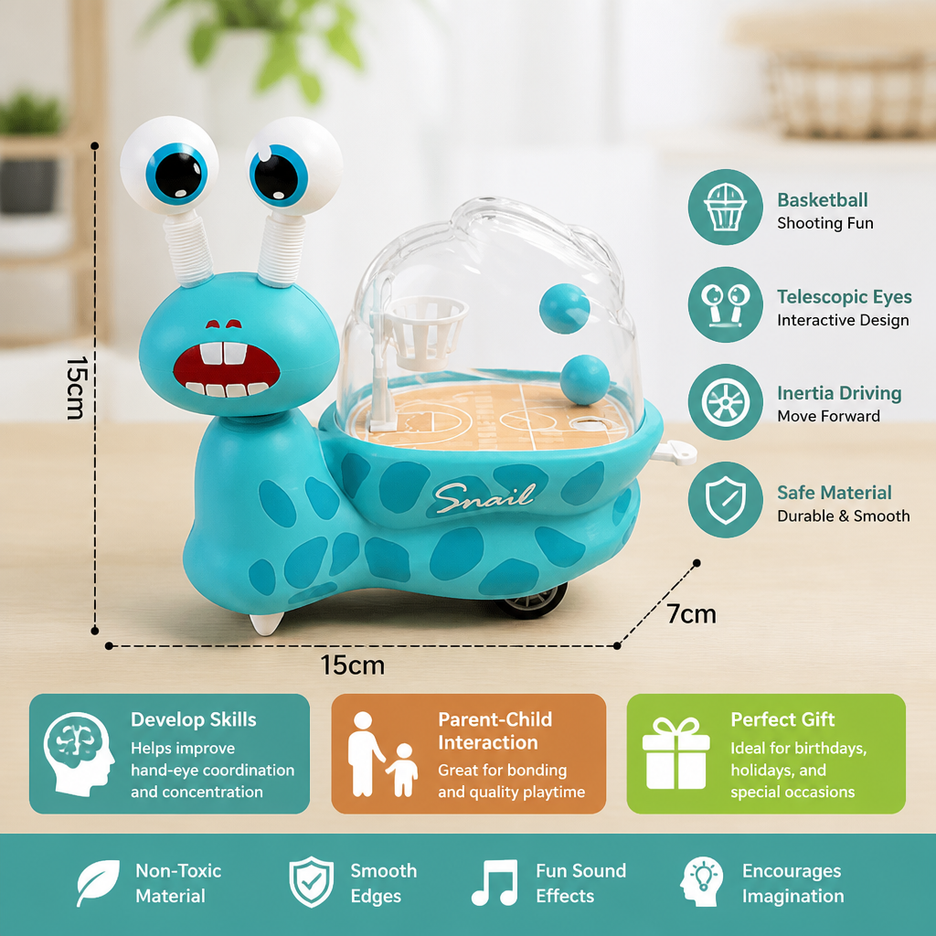 3-in-1 Moving Snail Toy with Basketball Hoop & Telescopic Eyes