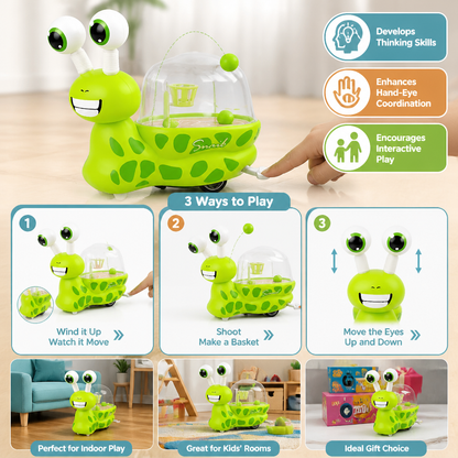 3-in-1 Moving Snail Toy with Basketball Hoop & Telescopic Eyes