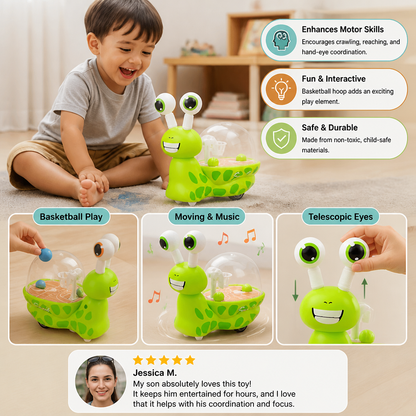 3-in-1 Moving Snail Toy with Basketball Hoop & Telescopic Eyes