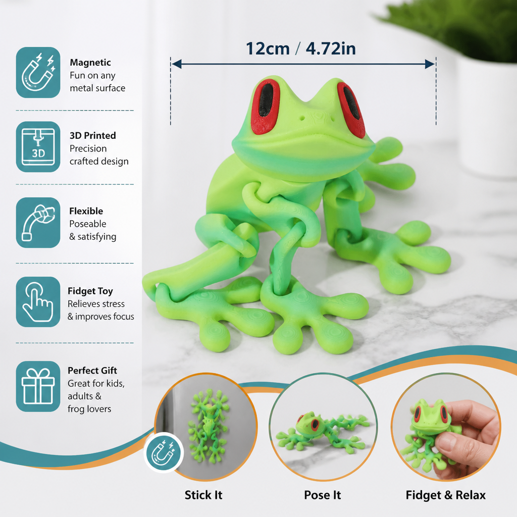 3D Printed Magnetic Flexible Frog Fidget Toy