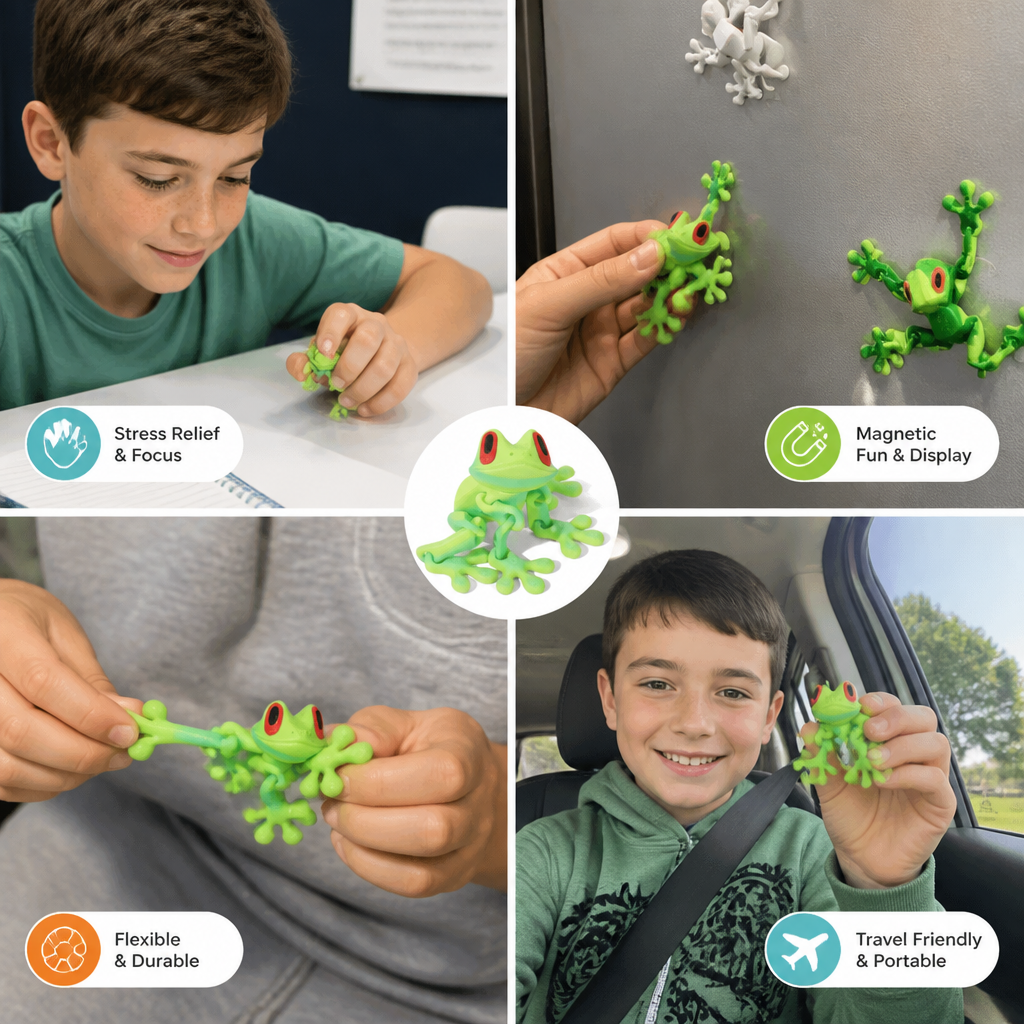 3D Printed Magnetic Flexible Frog Fidget Toy