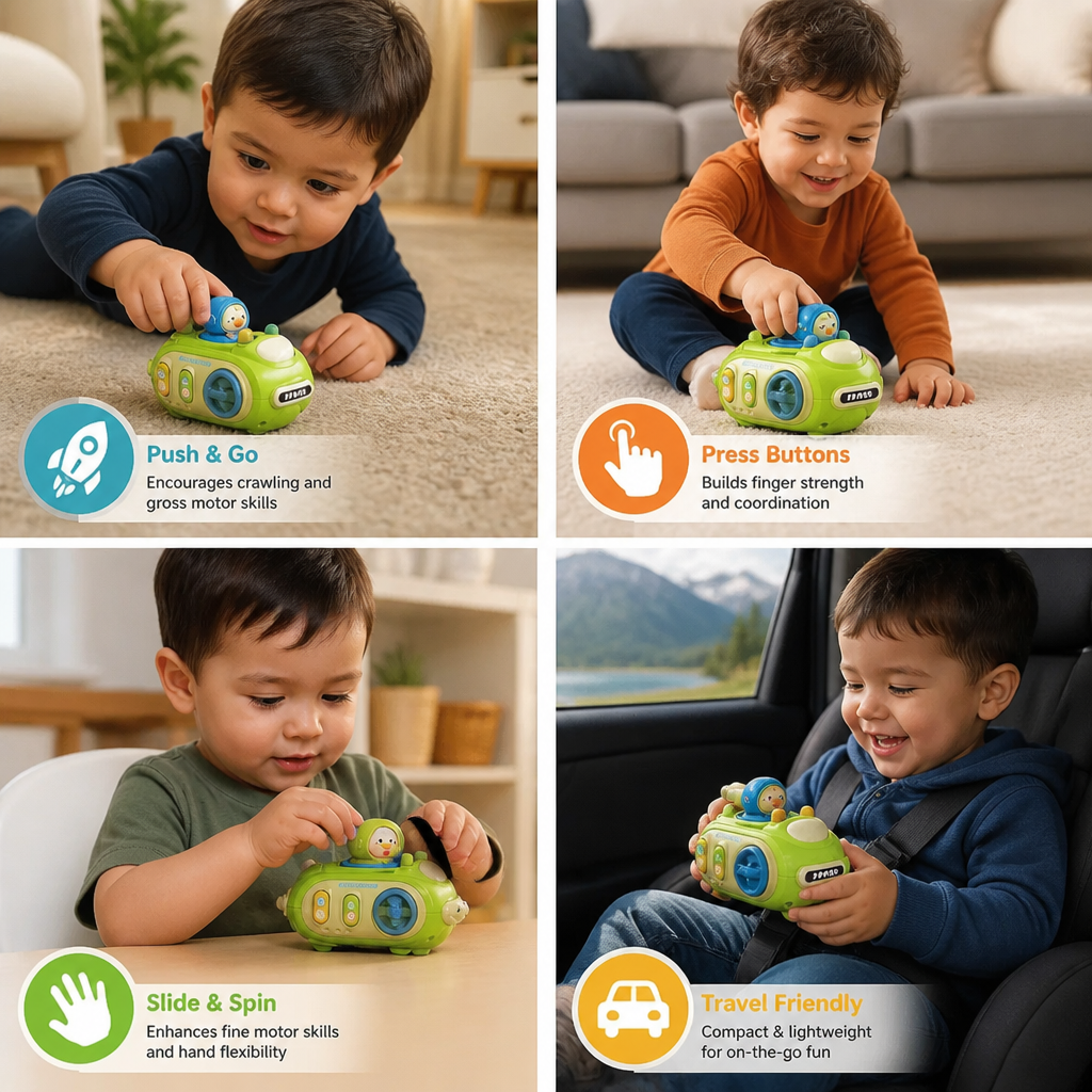 5-in-1 Press & Go Busy Car Toy for Fine Motor Skills Development