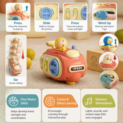 5-in-1 Press & Go Busy Car Toy for Fine Motor Skills Development