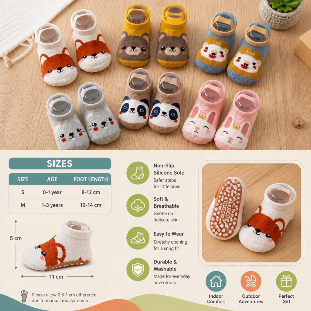 Non-Slip Cartoon Sock Shoes for Babies & Toddlers