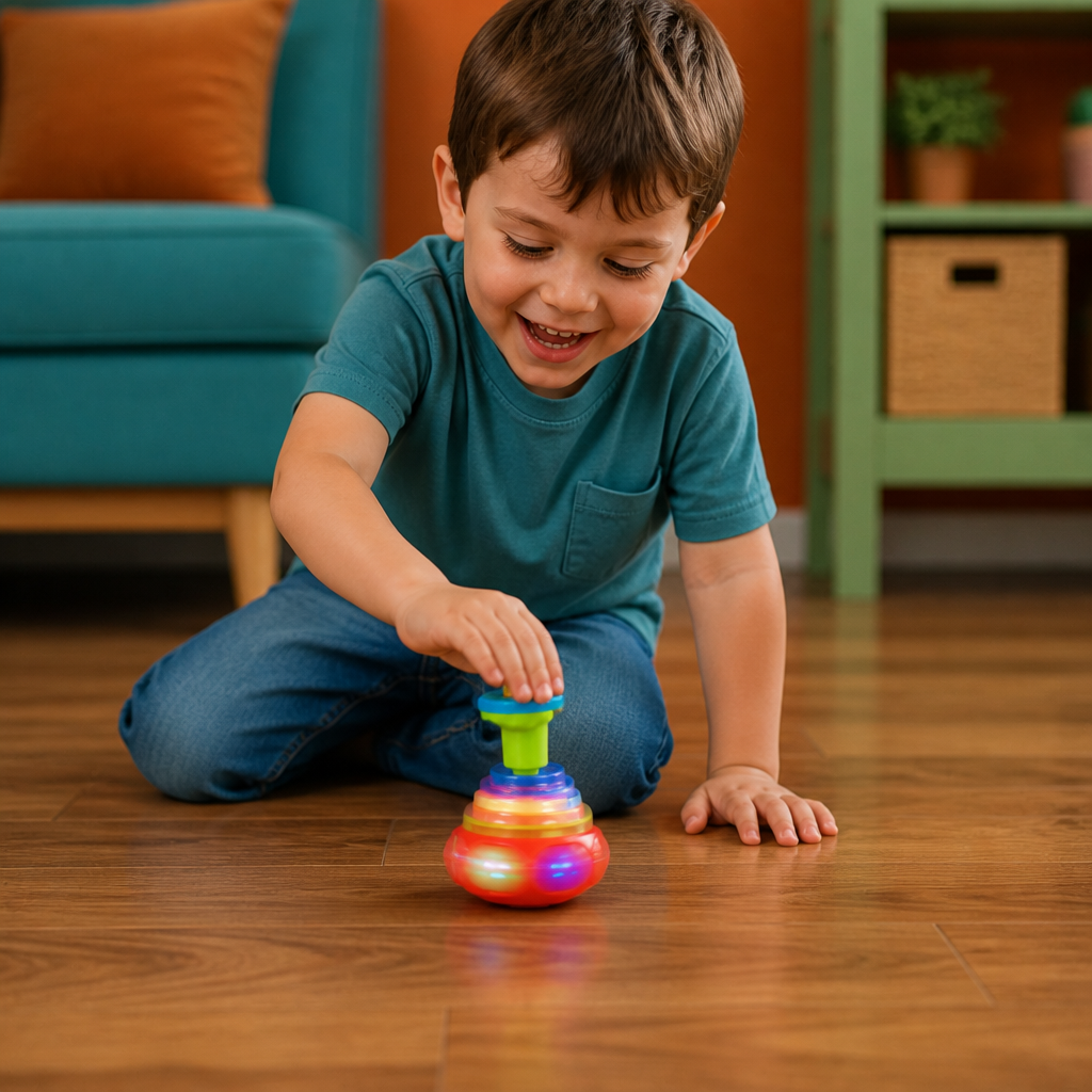 Interactive Light-Up Musical Spinning Top Toy for Kids