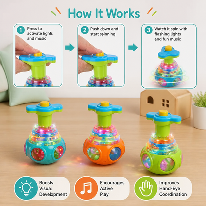 Interactive Light-Up Musical Spinning Top Toy for Kids