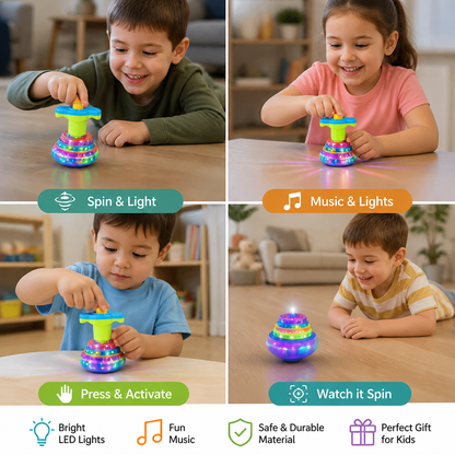 Interactive Light-Up Musical Spinning Top Toy for Kids
