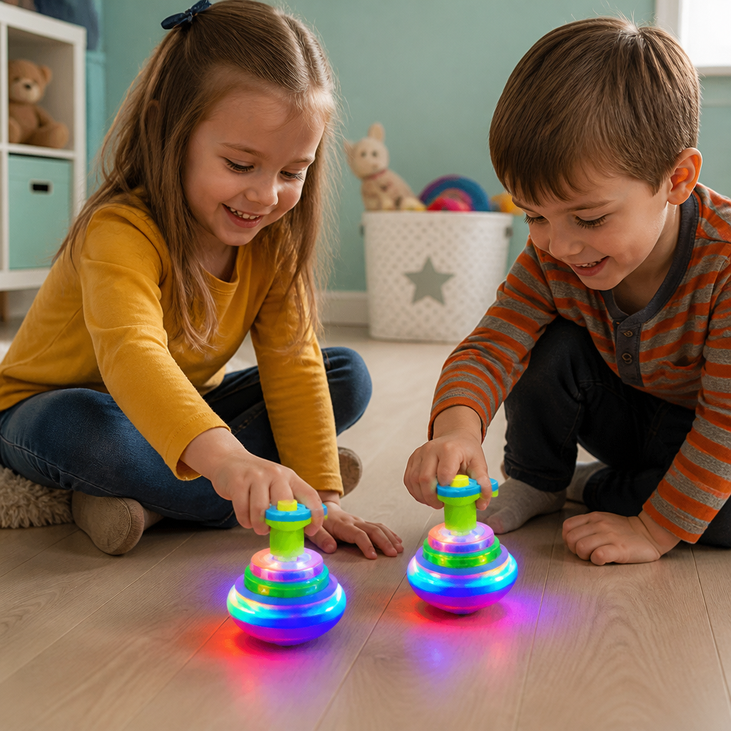 Interactive Light-Up Musical Spinning Top Toy for Kids