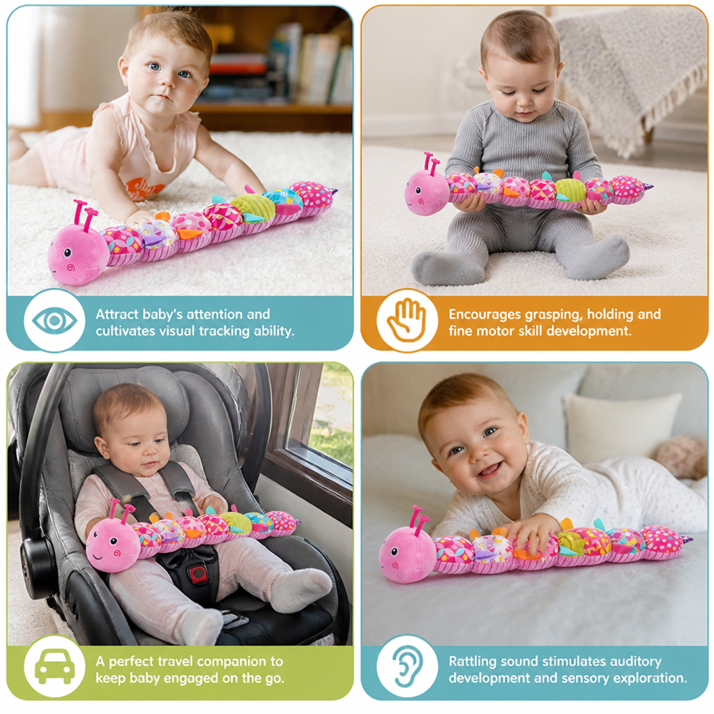Sensory Plush Rattle and Music Caterpillar