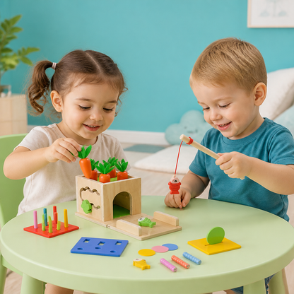 6-in-1 Montessori Wooden Shapes and Figures Educational Cube