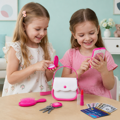 Kids Pretend Play Handbag Set with Phone, Makeup & Accessories