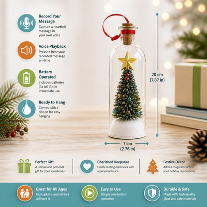 Recordable Christmas Message-in-a-Bottle Ornament with Voice Playback