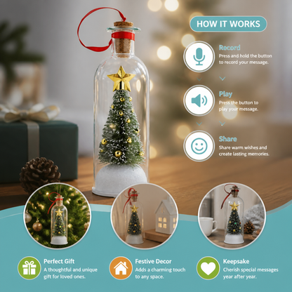 Recordable Christmas Message-in-a-Bottle Ornament with Voice Playback