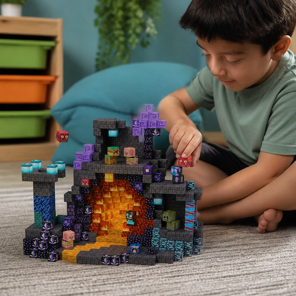 100-Piece Magnetic Building Cube Set – Montessori STEM Construction Toy for Kids