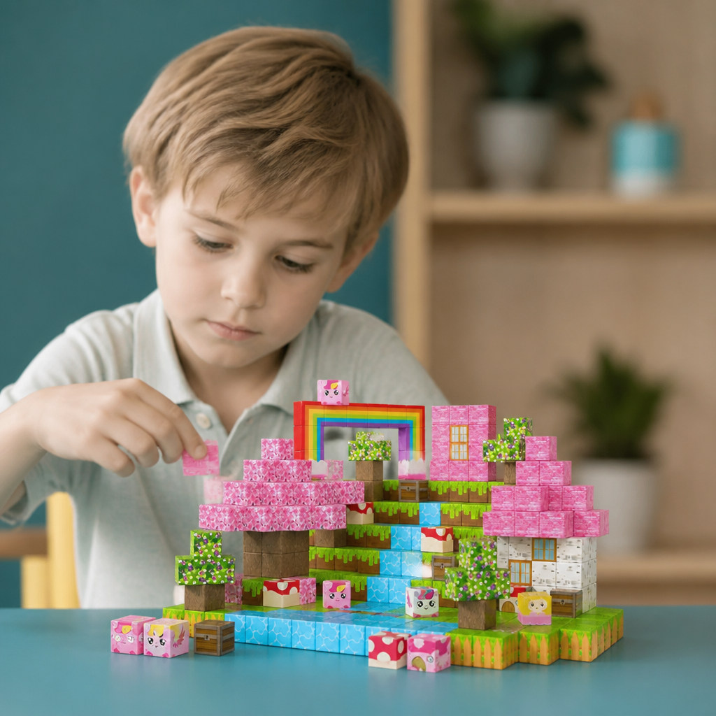 100-Piece Magnetic Building Cube Set – Montessori STEM Construction Toy for Kids