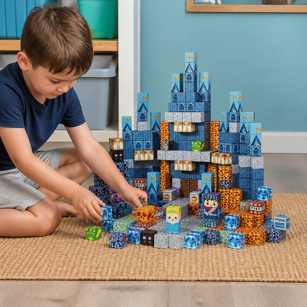 100-Piece Magnetic Building Cube Set – Montessori STEM Construction Toy for Kids