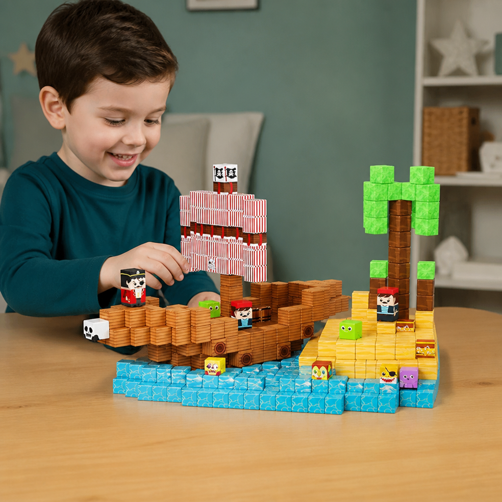 100-Piece Magnetic Building Cube Set – Montessori STEM Construction Toy for Kids