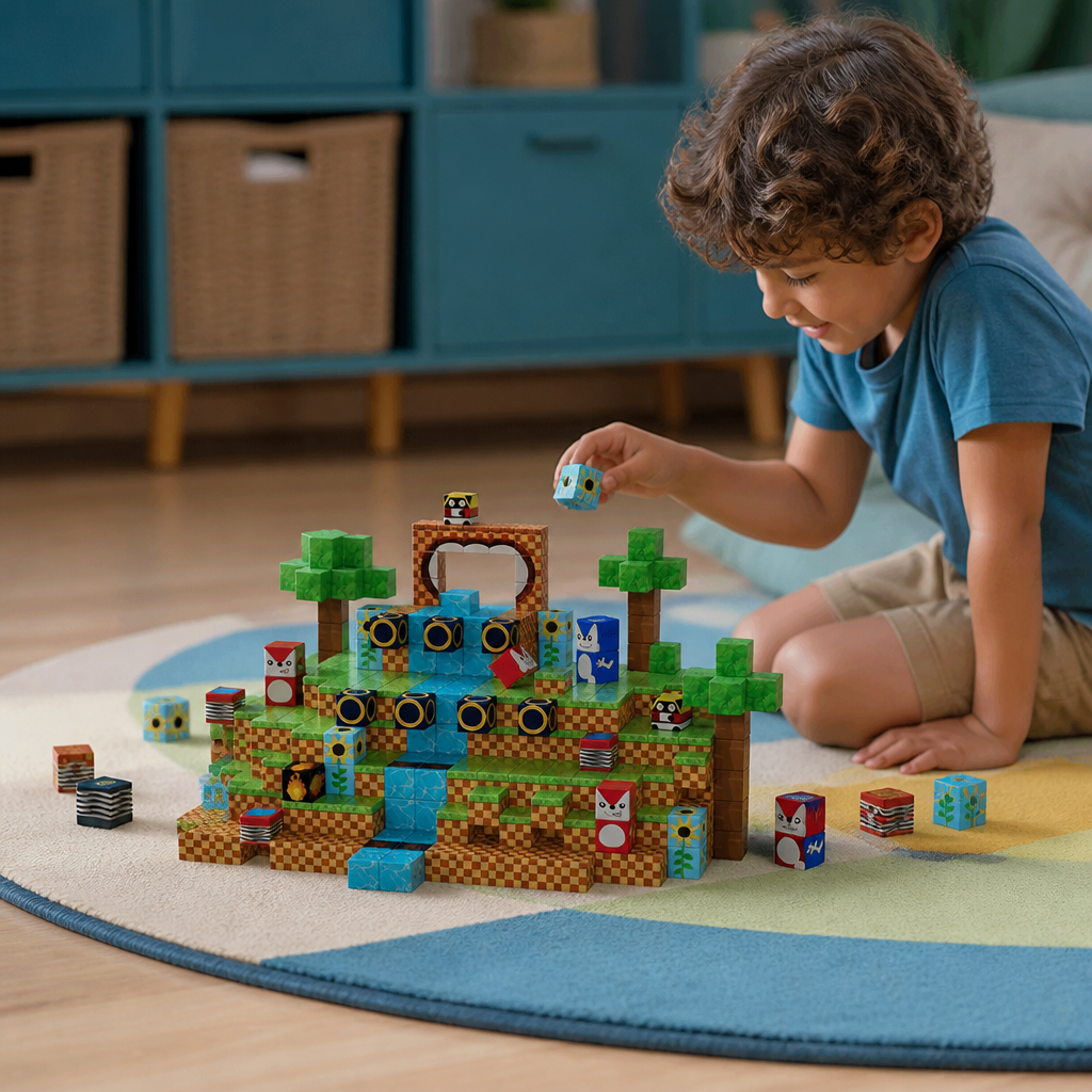 100-Piece Magnetic Building Cube Set – Montessori STEM Construction Toy for Kids
