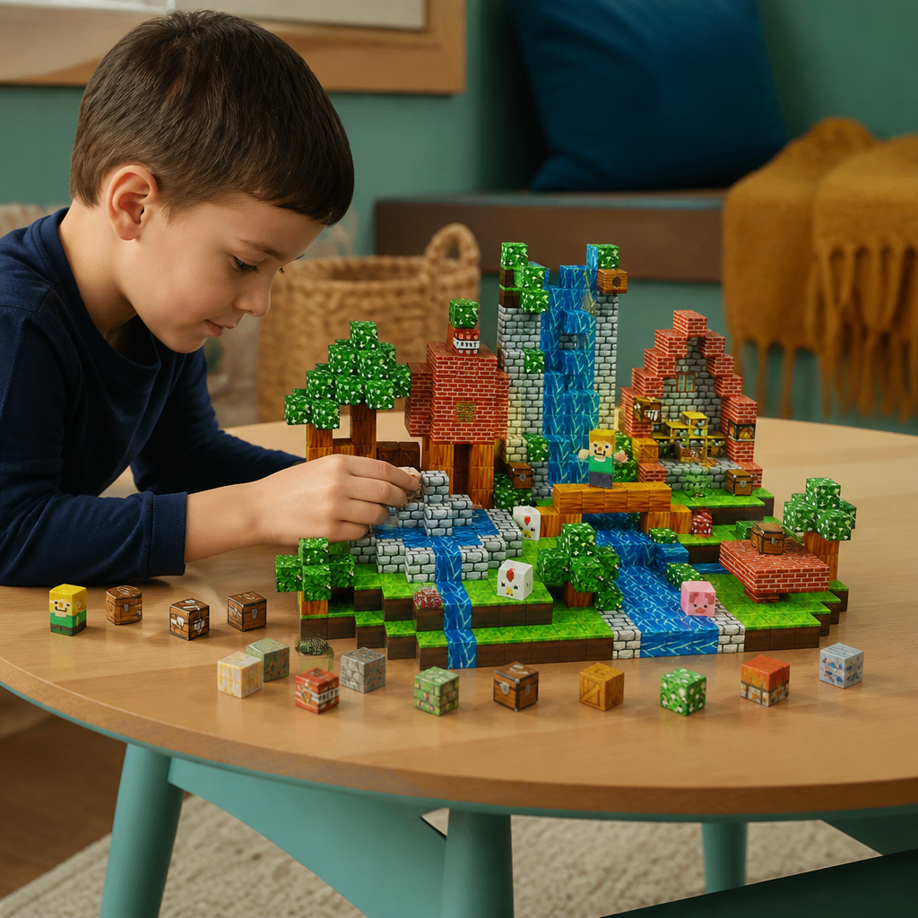 100-Piece Magnetic Building Cube Set – Montessori STEM Construction Toy for Kids