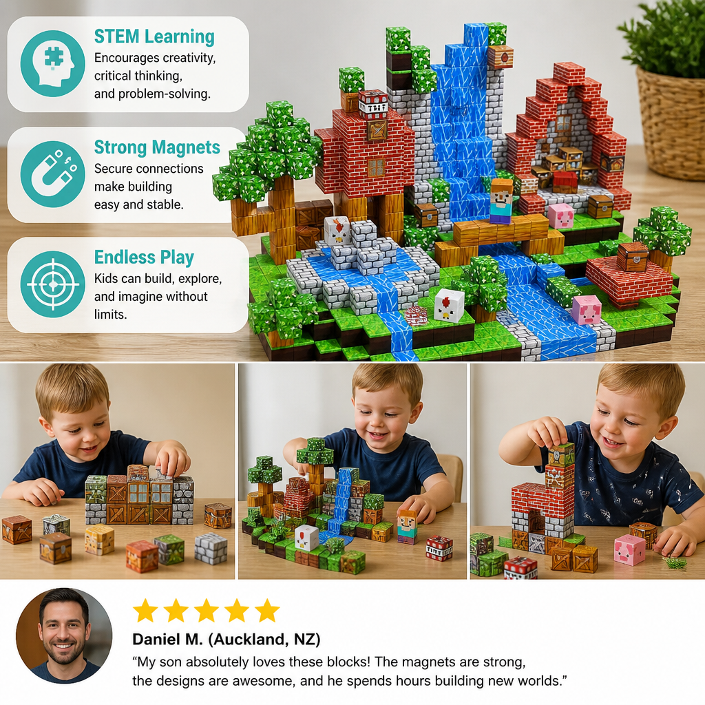 100-Piece Magnetic Building Cube Set – Montessori STEM Construction Toy for Kids