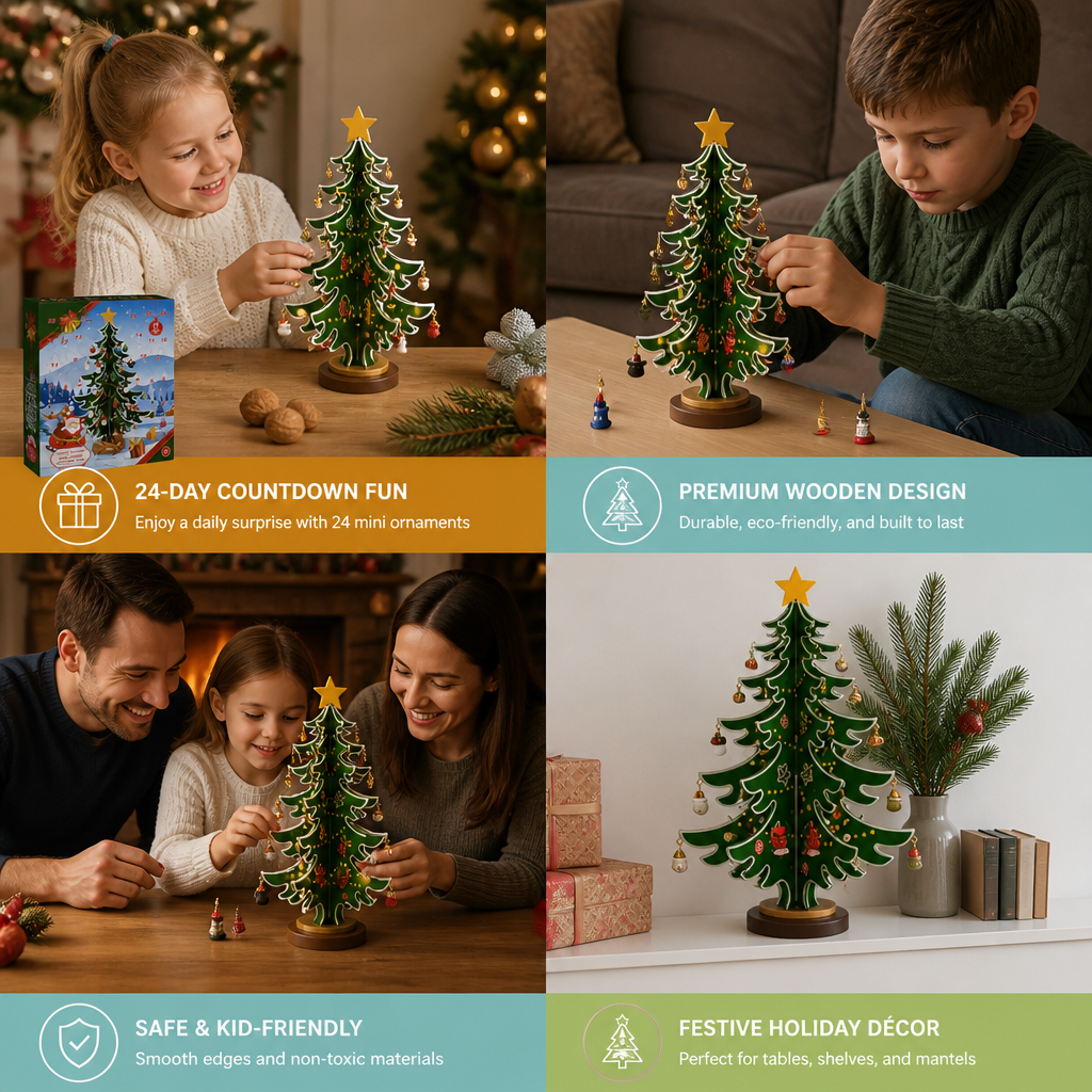 24-Day Mini Christmas Tree Ornament Advent Calendar for Kids