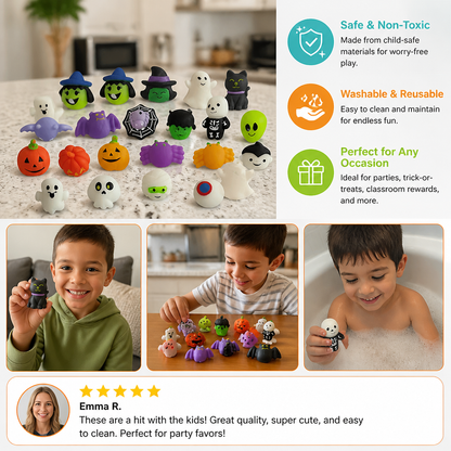Washable & Reusable Halloween Squishy Toy Set for Party Favors and Trick-or-Treating