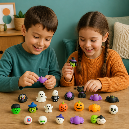 Washable & Reusable Halloween Squishy Toy Set for Party Favors and Trick-or-Treating