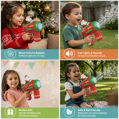 Electric Christmas Bubble Gun with Lights & Sounds for Kids