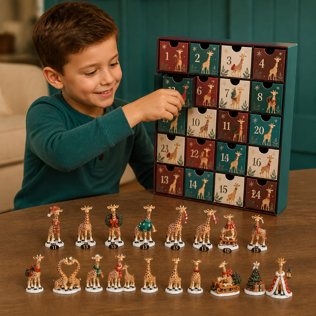 24-Day Christmas Giraffe Figurine Advent Calendar